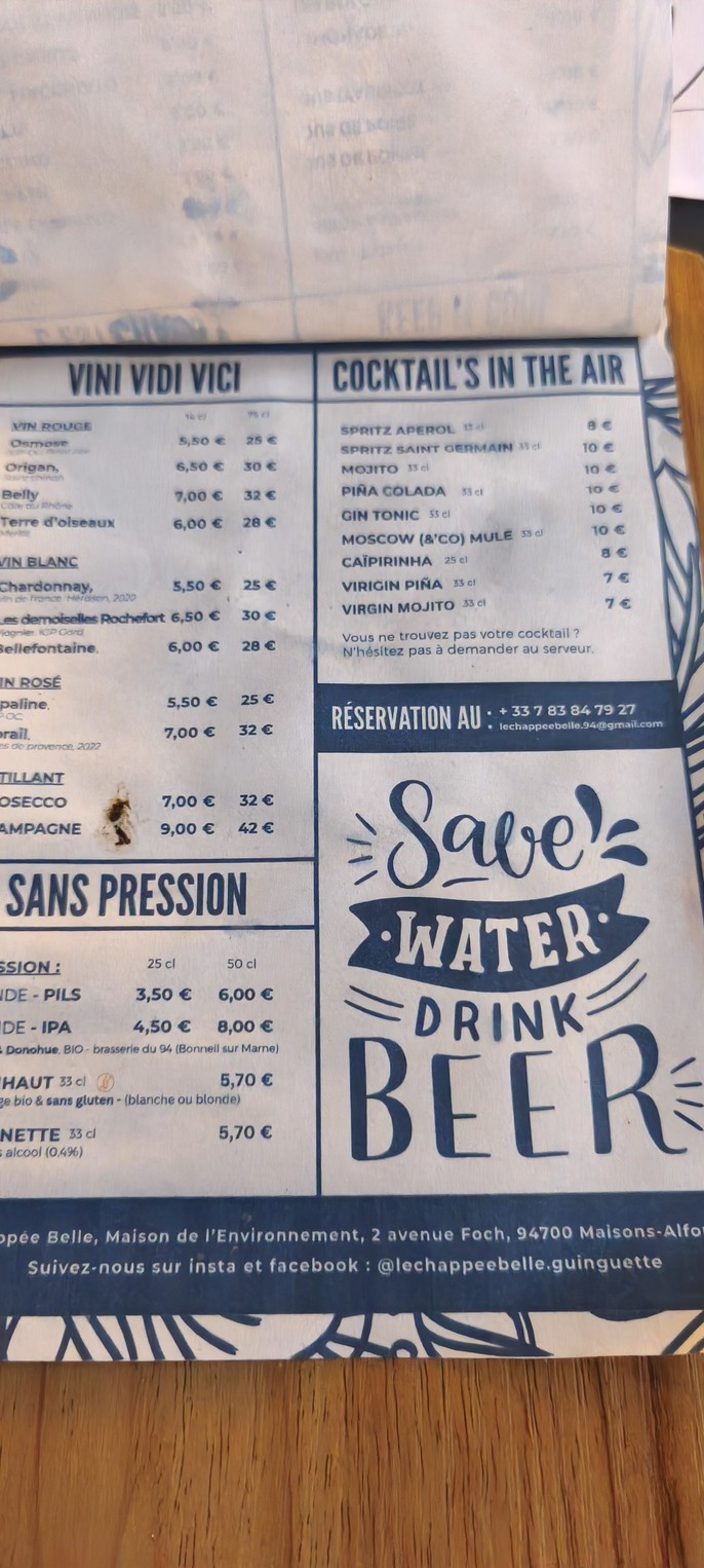 L'Echappée Belle menu 3