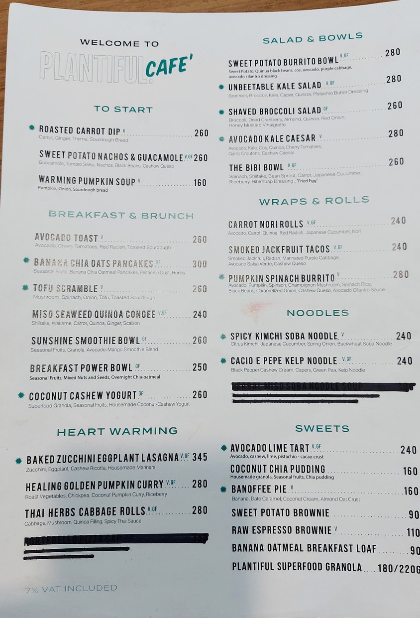 PLANTIFUL on Sukhumvit 61 menu 1