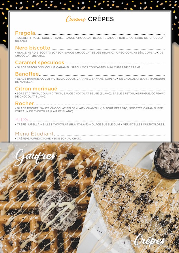 Creams Factory menu 2
