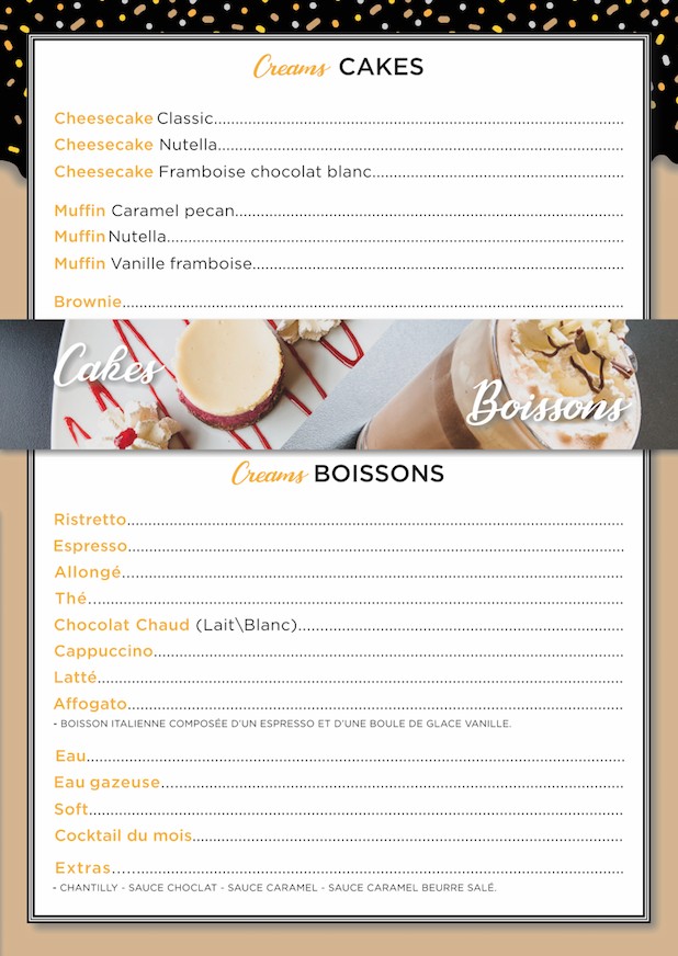 Creams Factory menu 5