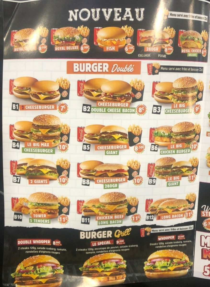 G LA DALLE ® - Nanterre 92 I Restauration Rapide I Fast Food I Burger menu 2