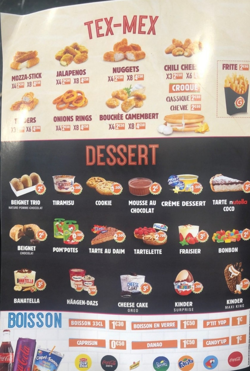 G LA DALLE ® - Nanterre 92 I Restauration Rapide I Fast Food I Burger menu 4