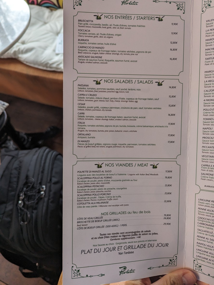 PERLITA menu 1