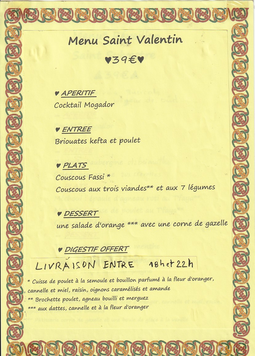Restaurant Mogador menu 2