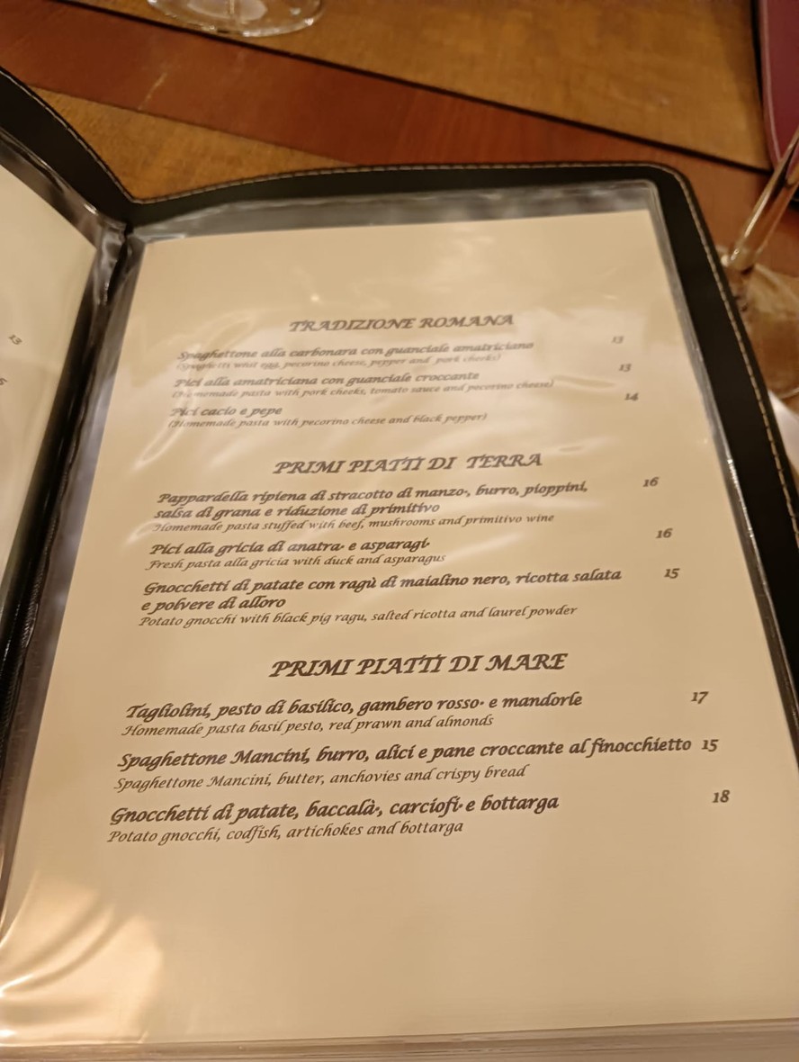 EVO Hosteria Trastevere menu 2