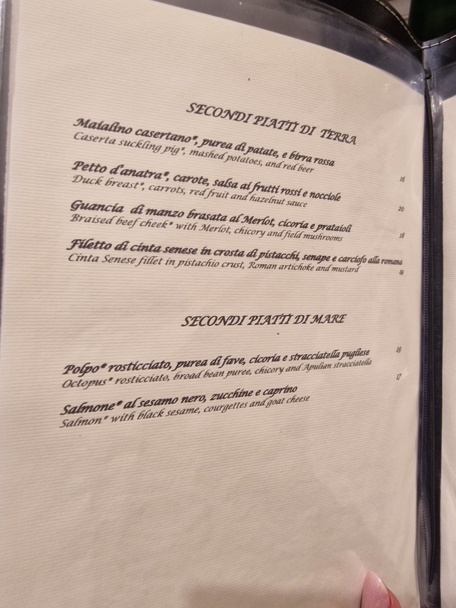 EVO Hosteria Trastevere menu 3