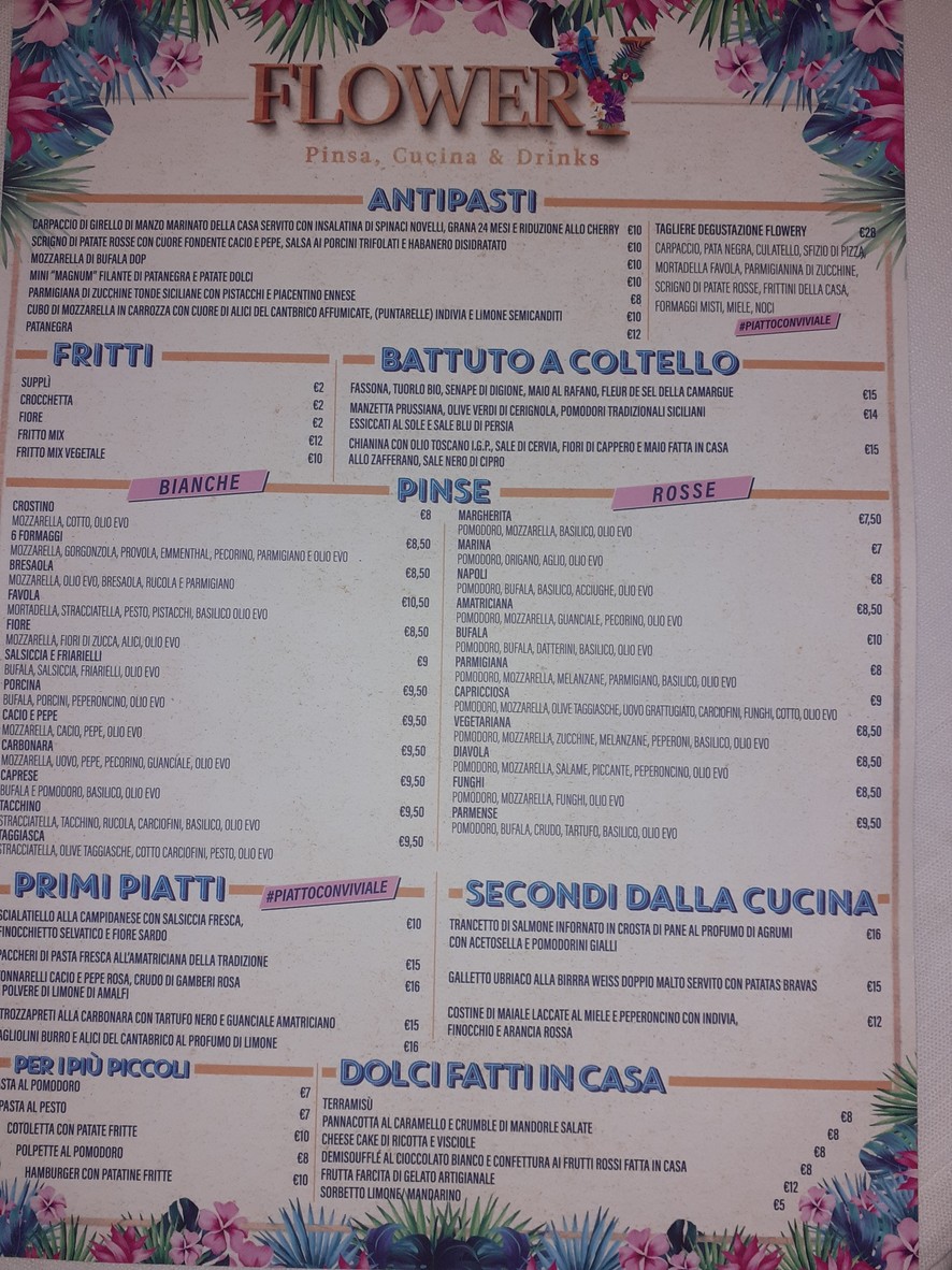Flowery Rome menu 2