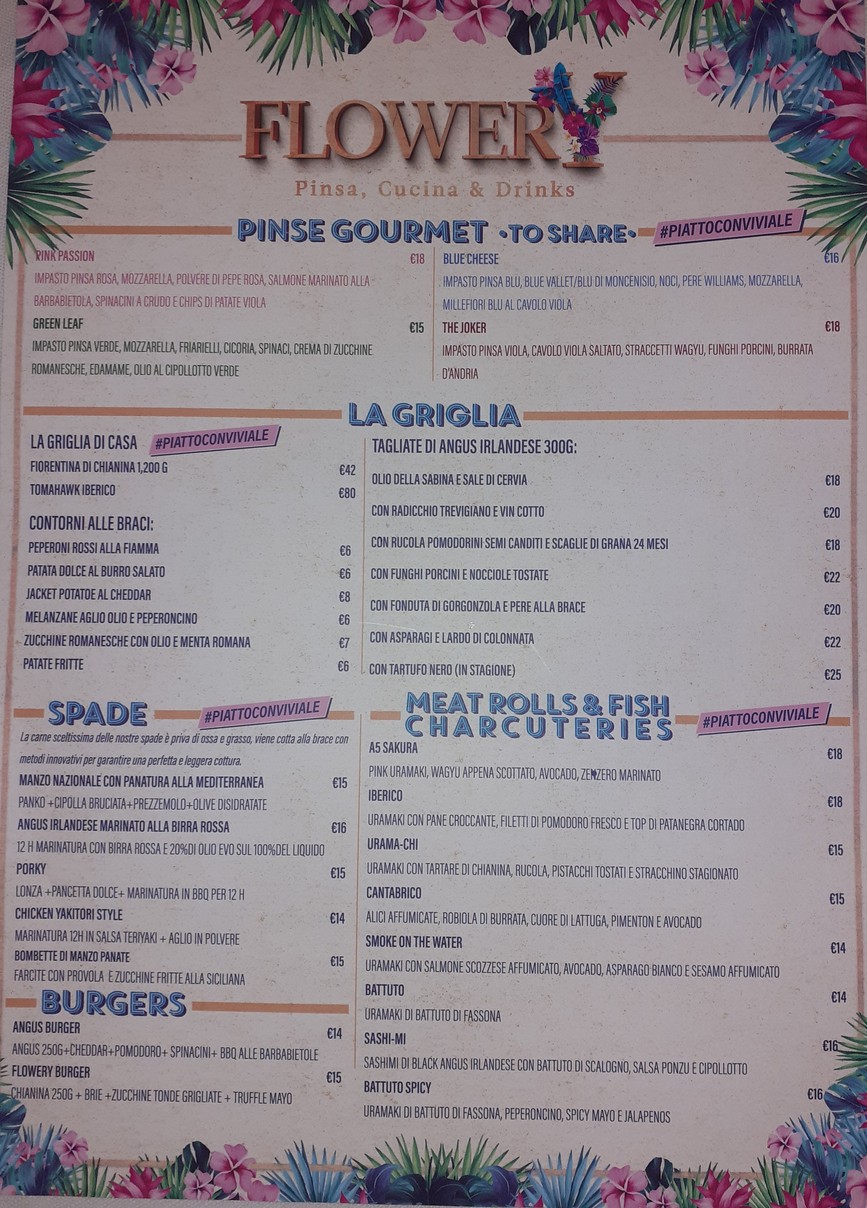 Flowery Rome menu 3