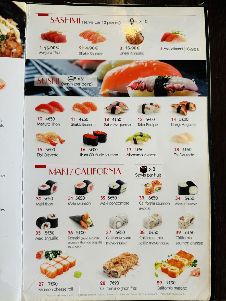 Sushi Yuki menu 2