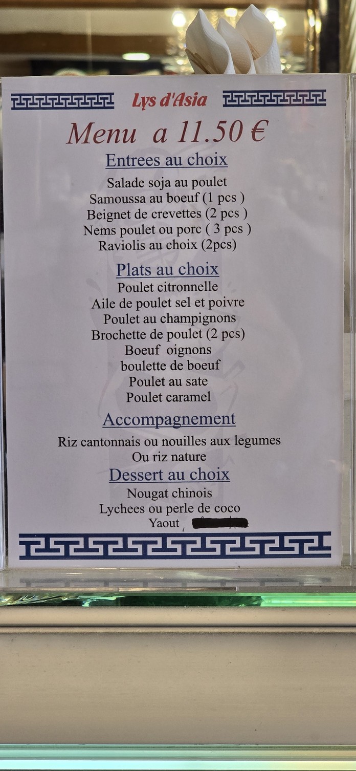 Lys d'Asia menu 2