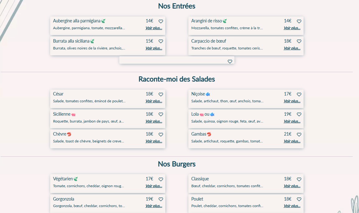o Bistrot de Tom menu 1