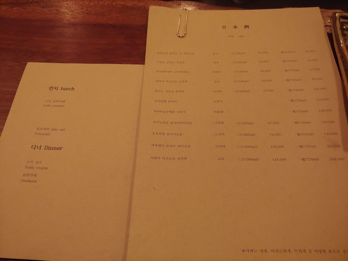 Sushi Shimizu menu 1