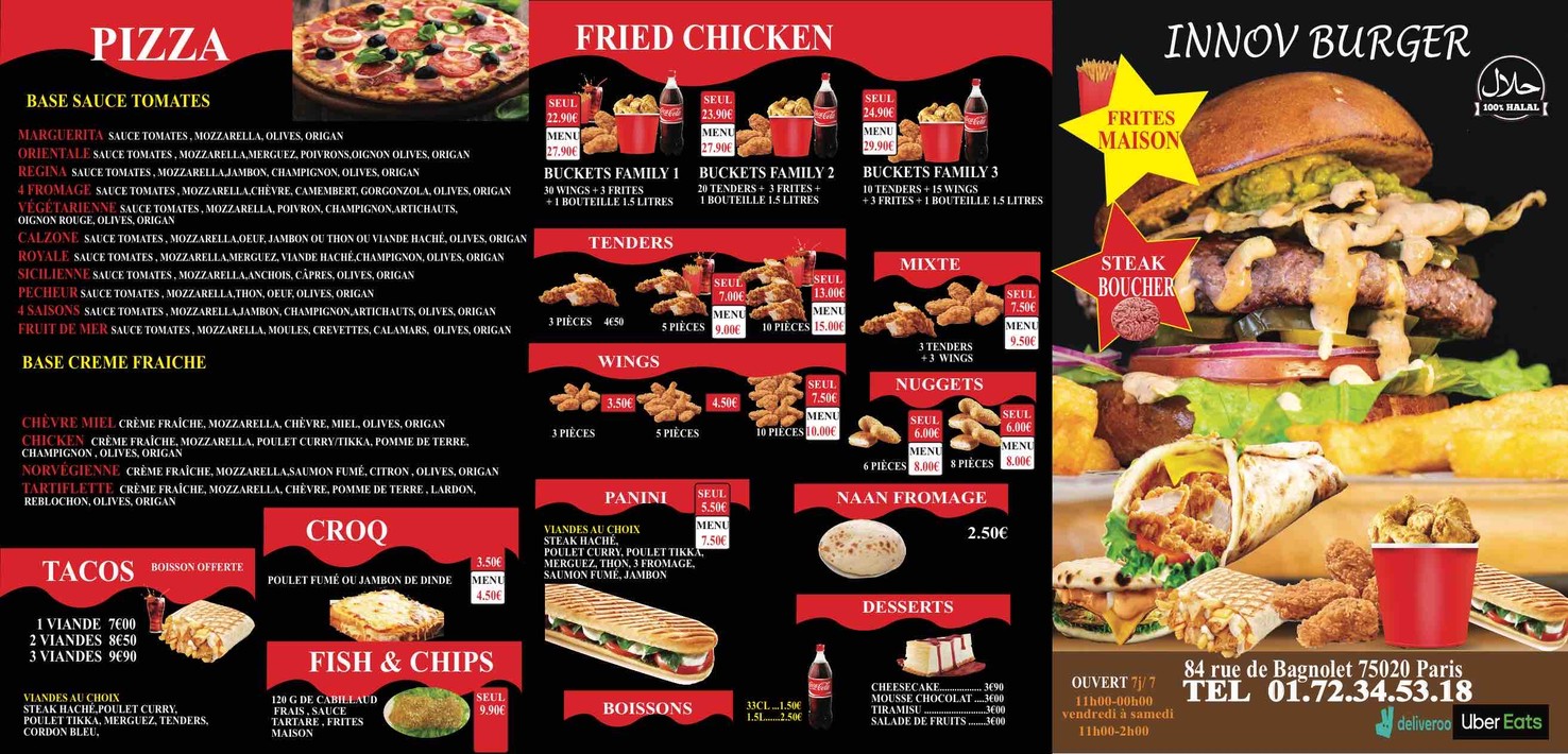 INNOV BURGER menu 1