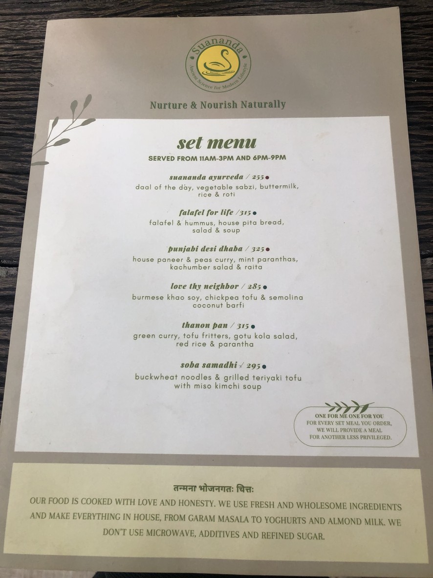 Suananda menu 2