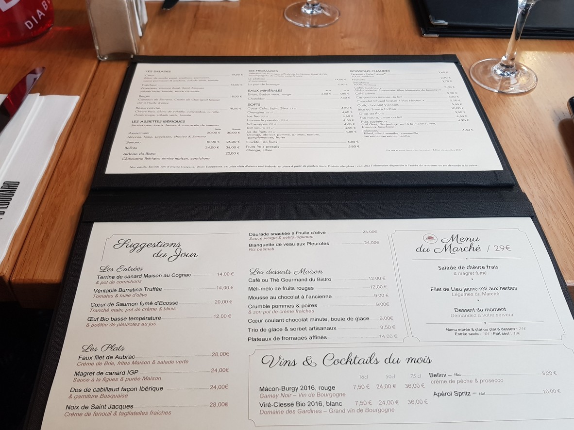 Bistro d'Édouard - Galerie des Damiers menu 1
