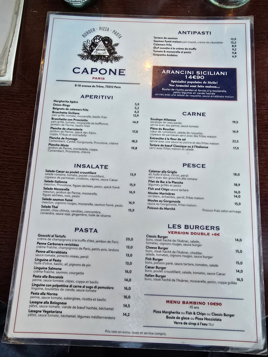 Café Capone menu 1