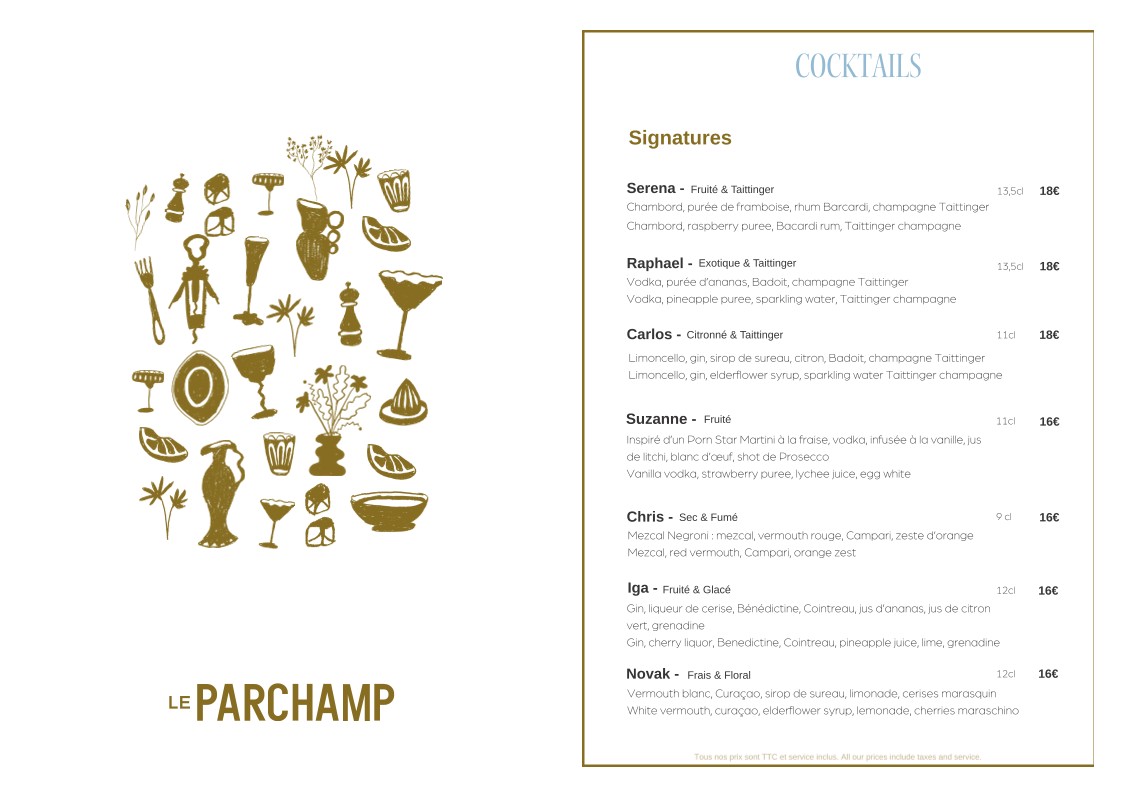 Le Parchamp Table, Rooftop & Bar menu 3