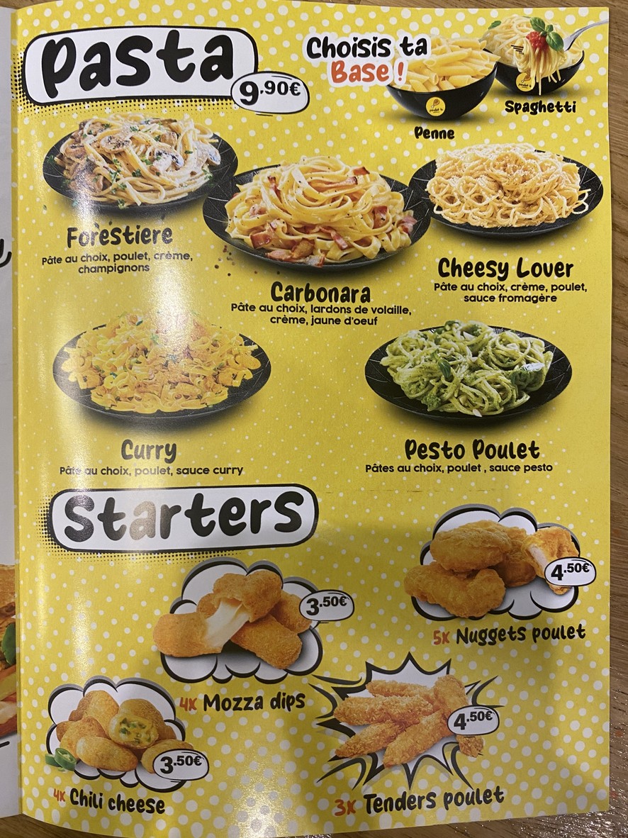 Poulet B. Paris 20 menu 1