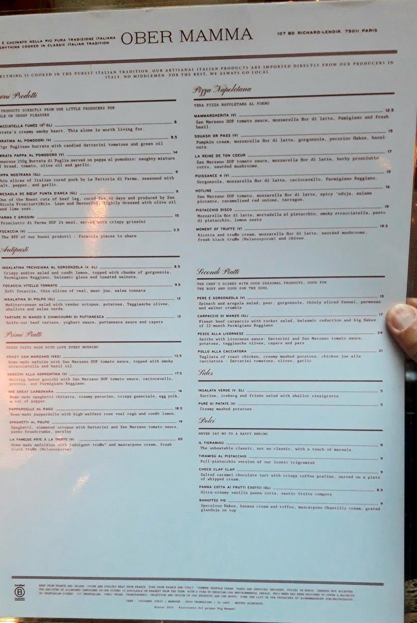 Ober Mamma menu 1