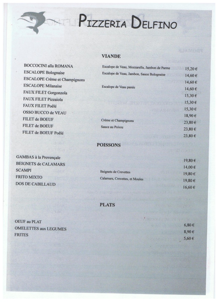 Restaurant Italien Pizzeria Paris 13e Le Delfino menu 3