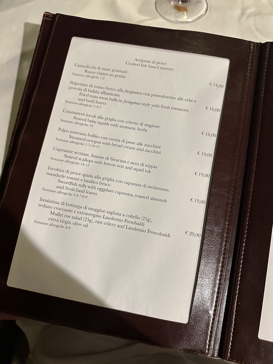 Osteria La Gensola menu 1
