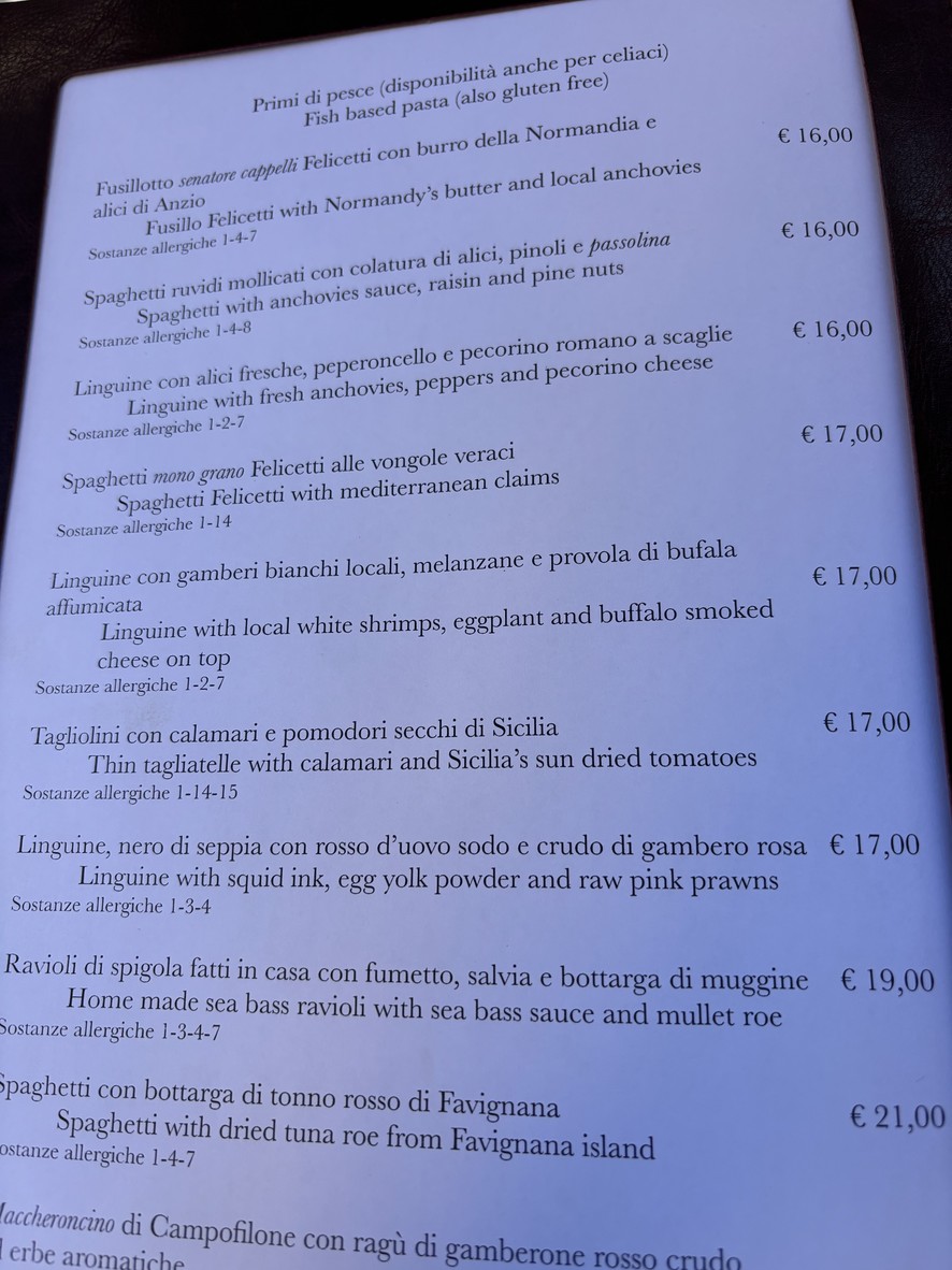 Osteria La Gensola menu 2