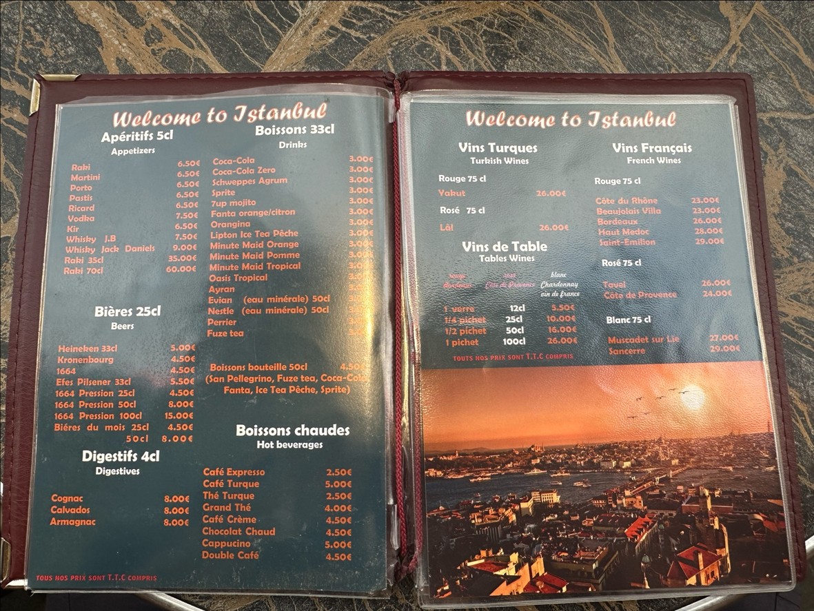 Welcome to Istanbul menu 2