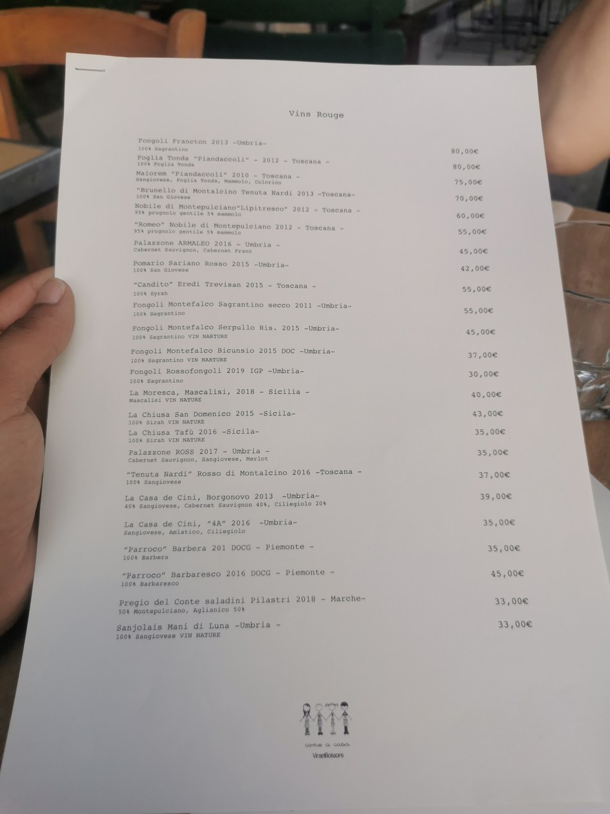 Come a Casa menu 3