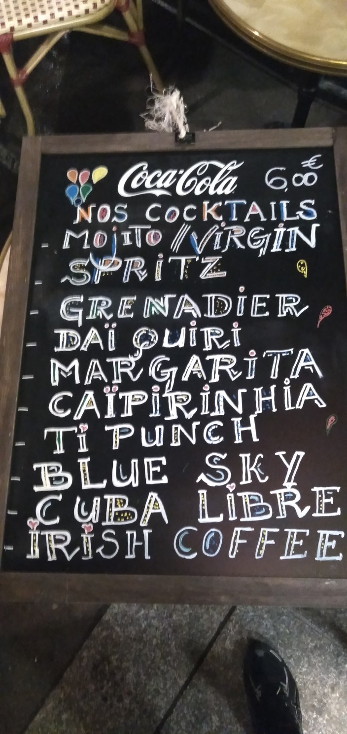 Le Paris Sud menu 1