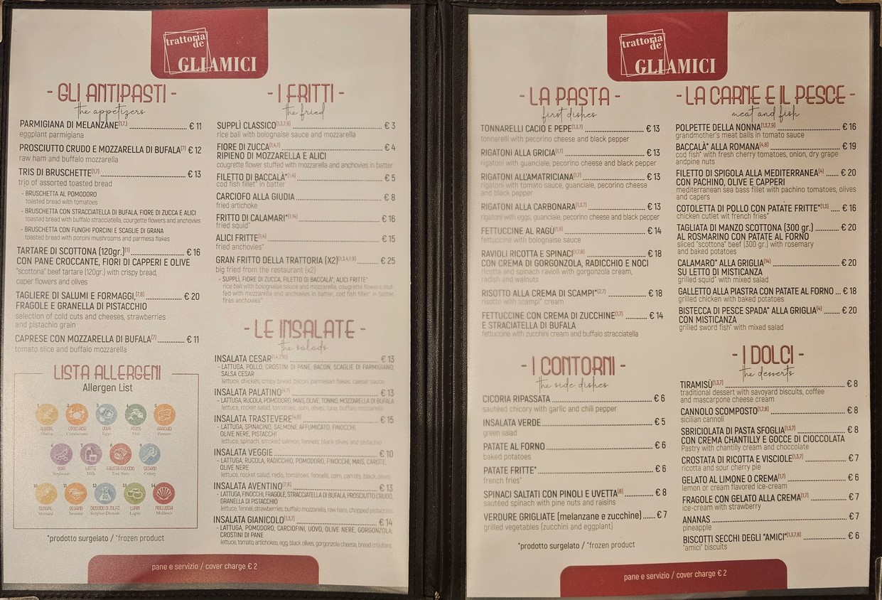 Osteria degli Amici menu 1