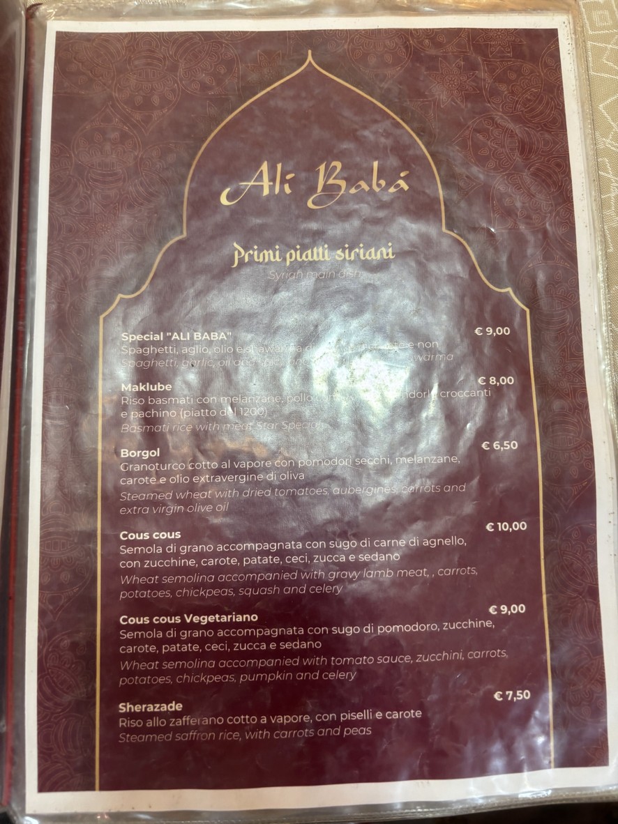 Alì Babà menu 2