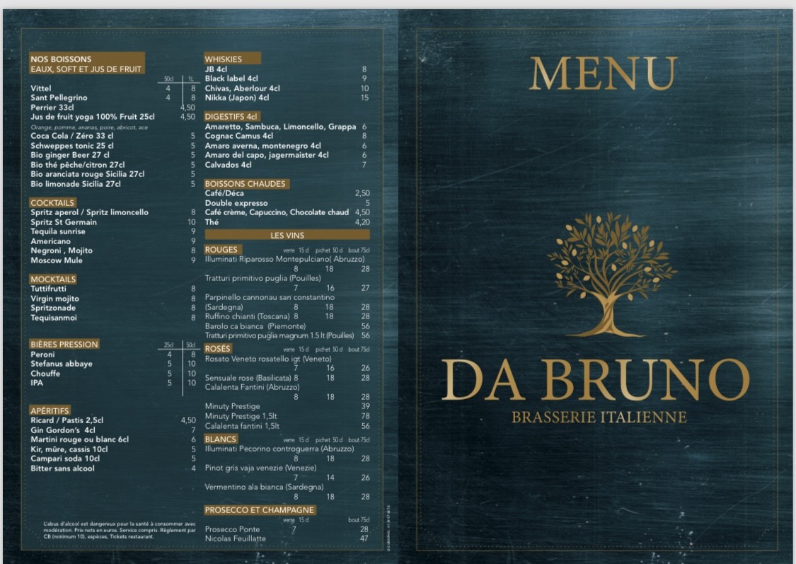 Da Bruno menu 1