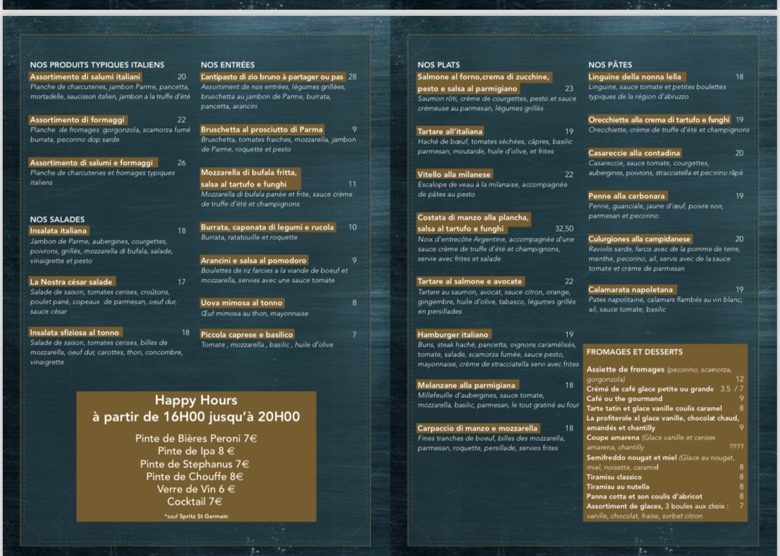 Da Bruno menu 2