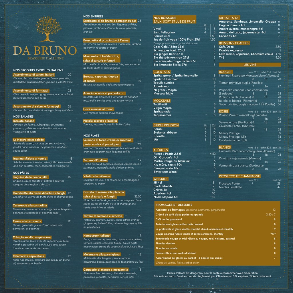 Da Bruno menu 3