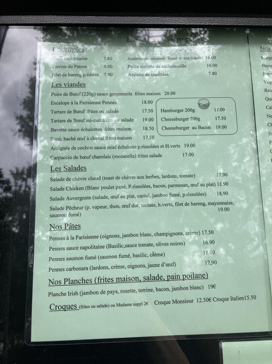 Irish Café Issy menu 1