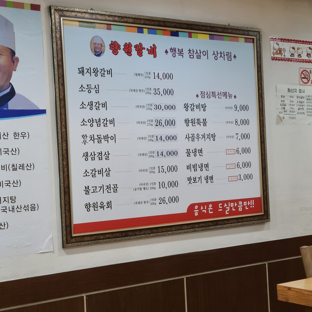 Costillas Hyangwon menu 1