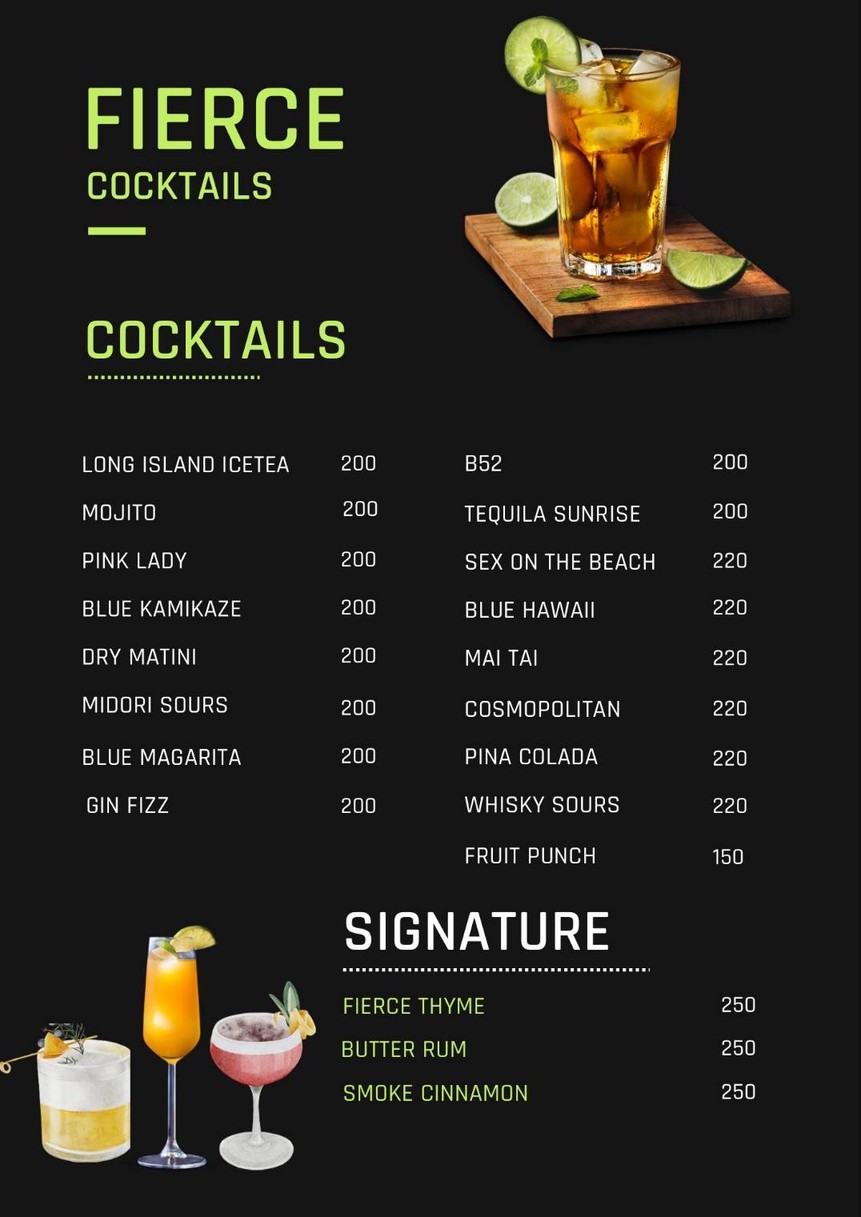 Fierce Bar & Music (Fia-er-si Na-la-wa-si-rat-cha-na-krin 17) menu 2