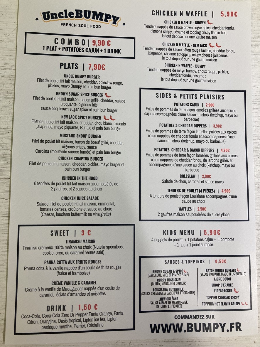 UNCLE BUMPY NOISY LE SEC menu 1