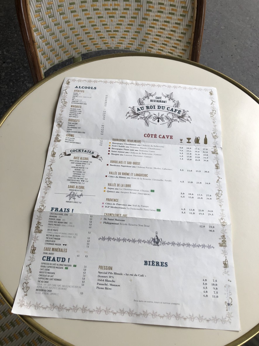 Au Roi du Café menu 2