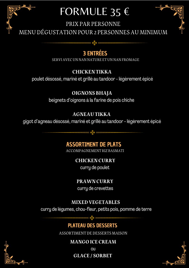 Mina Mahal menu 1