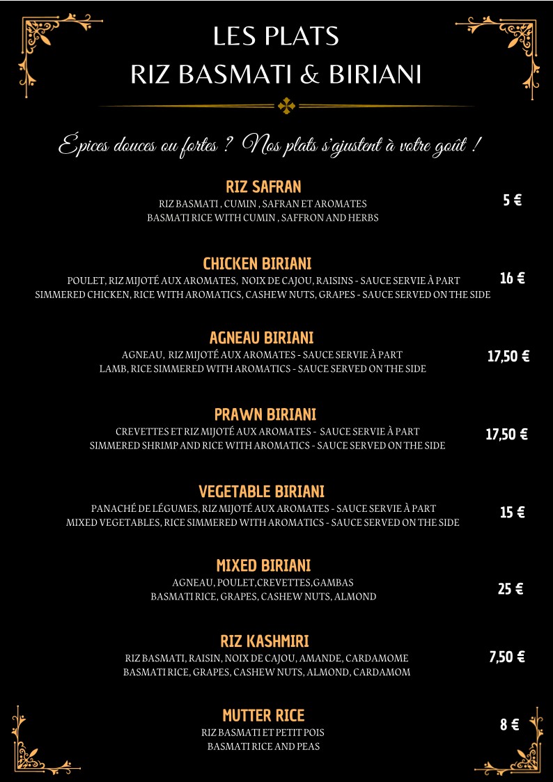 Mina Mahal menu 3