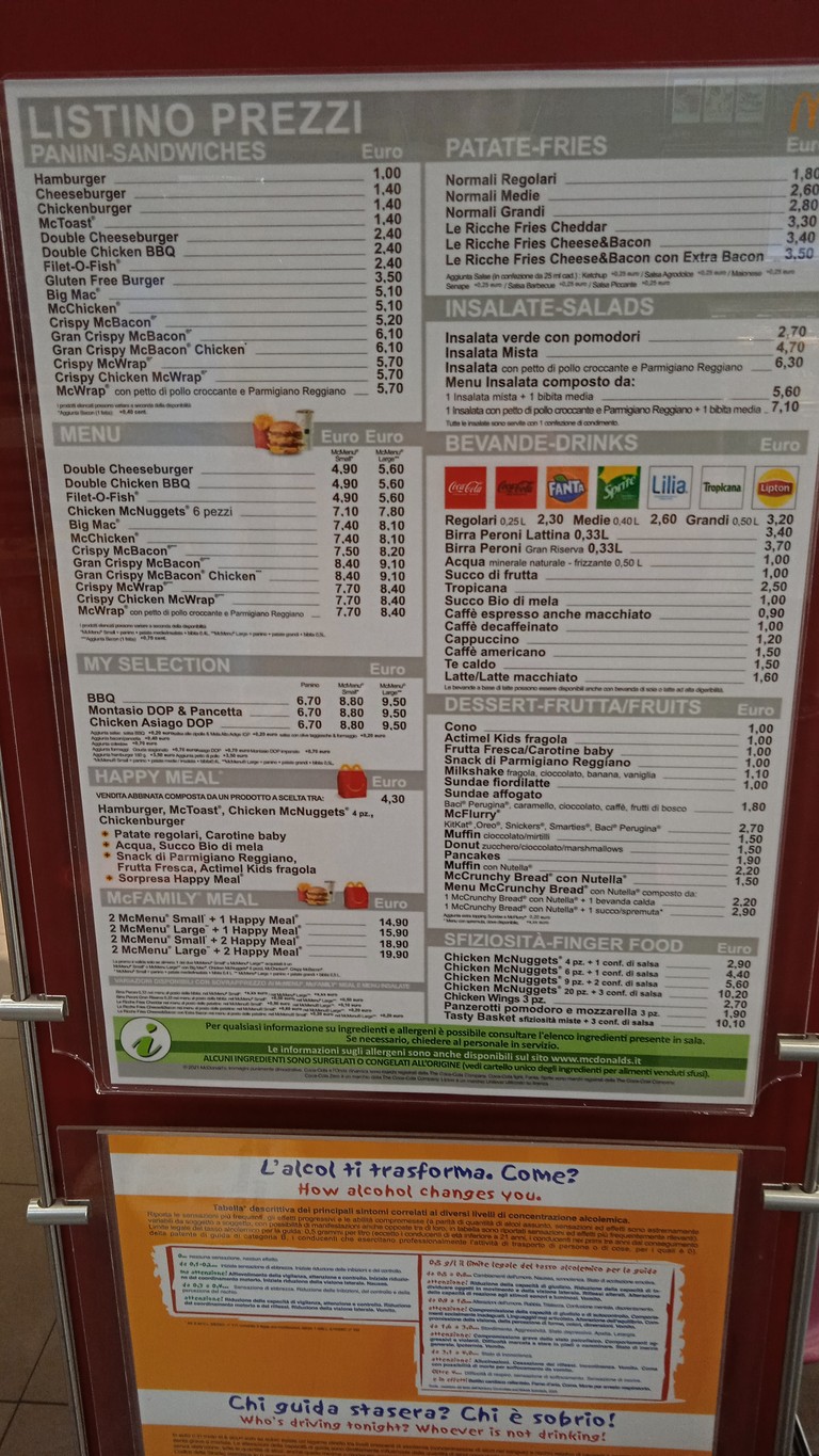 McDonald's menu 1