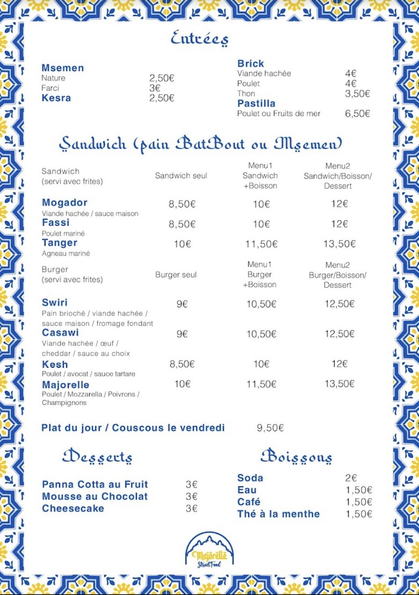 MAJORELLE Clichy menu 1