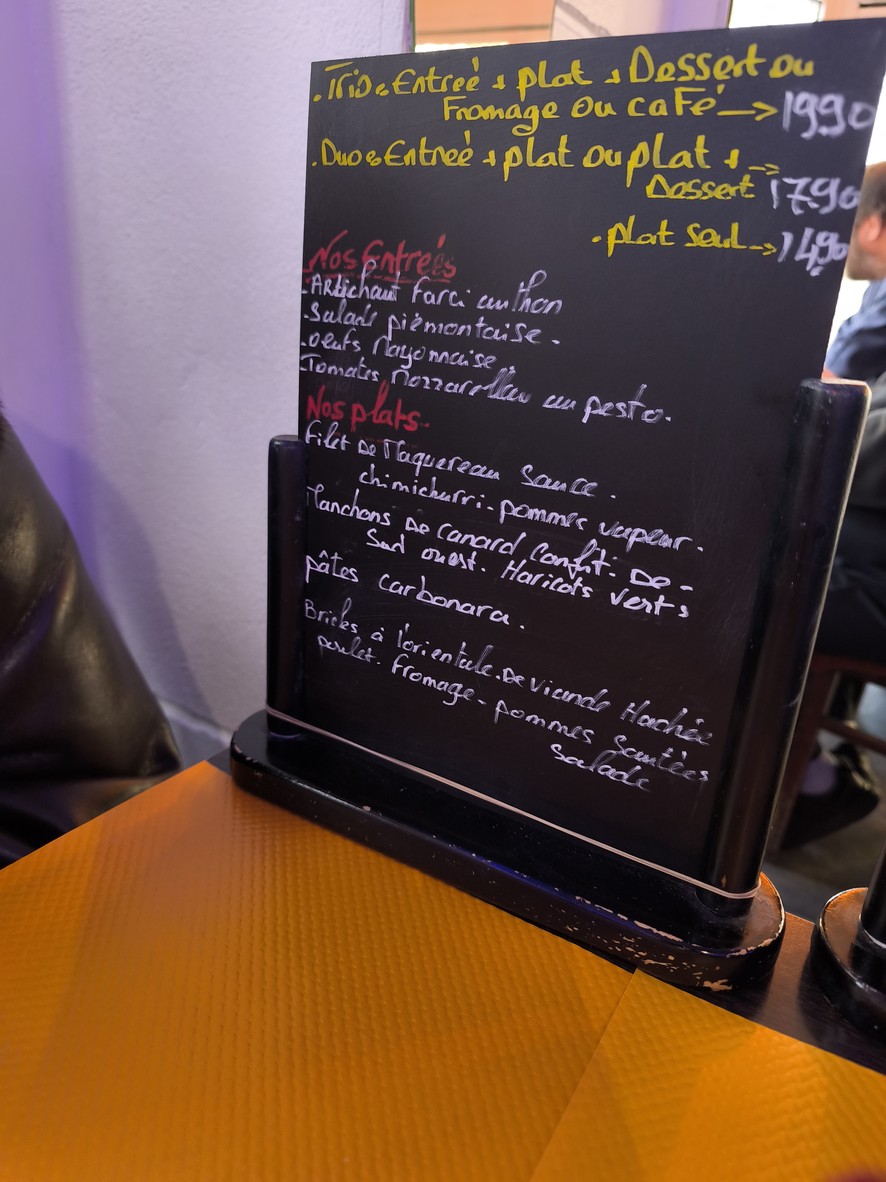 Le Reveil menu 1