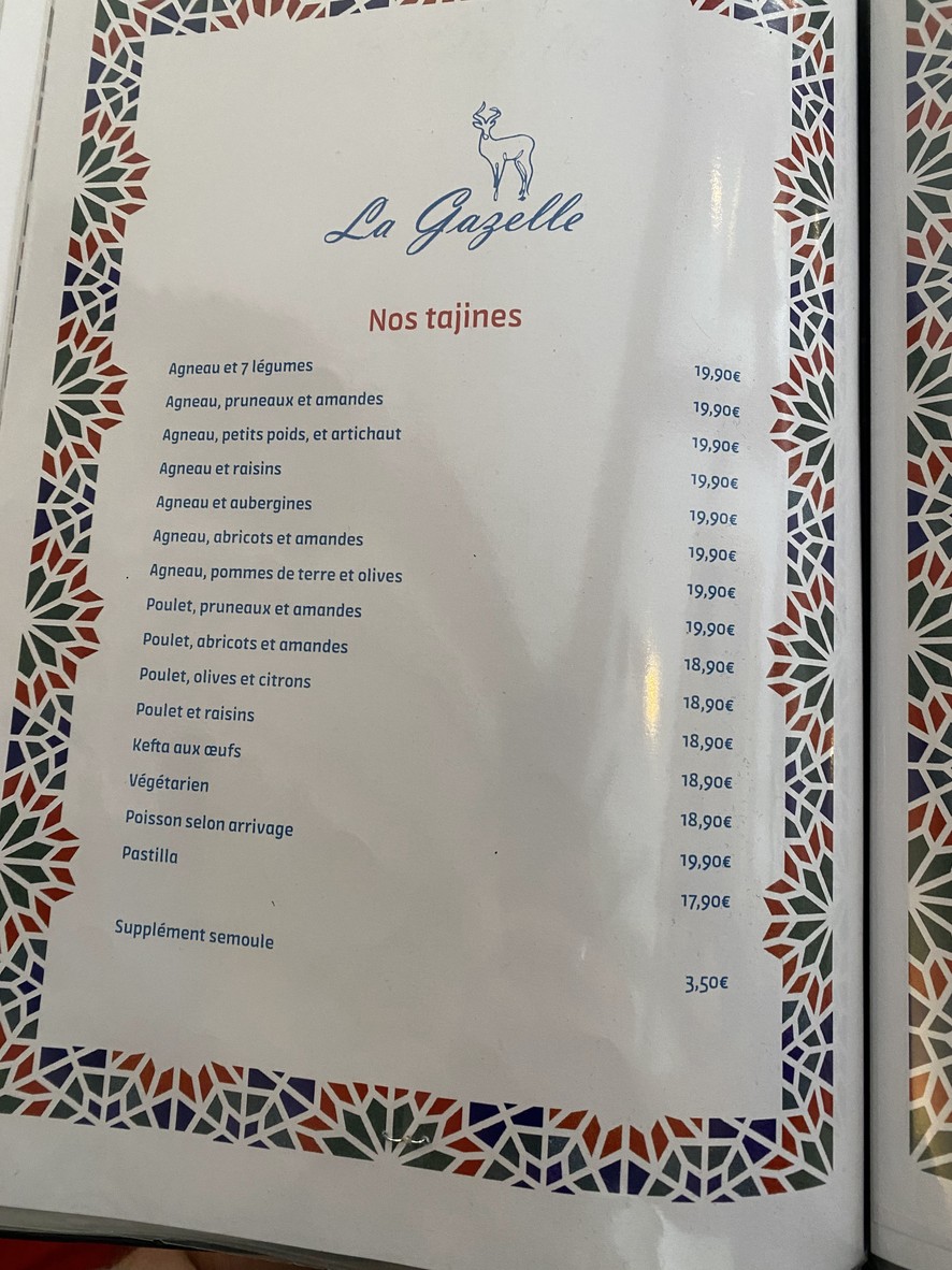La Gazelle menu 2