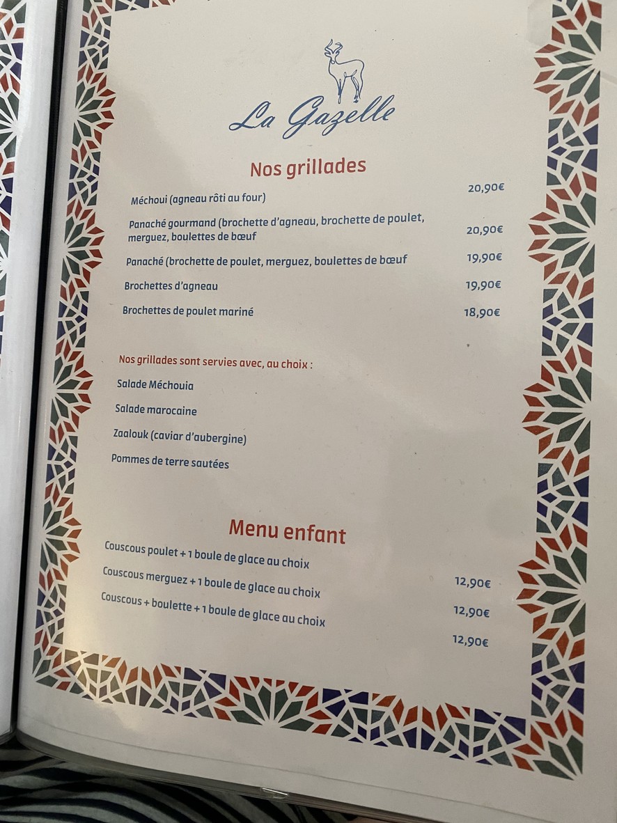 La Gazelle menu 3