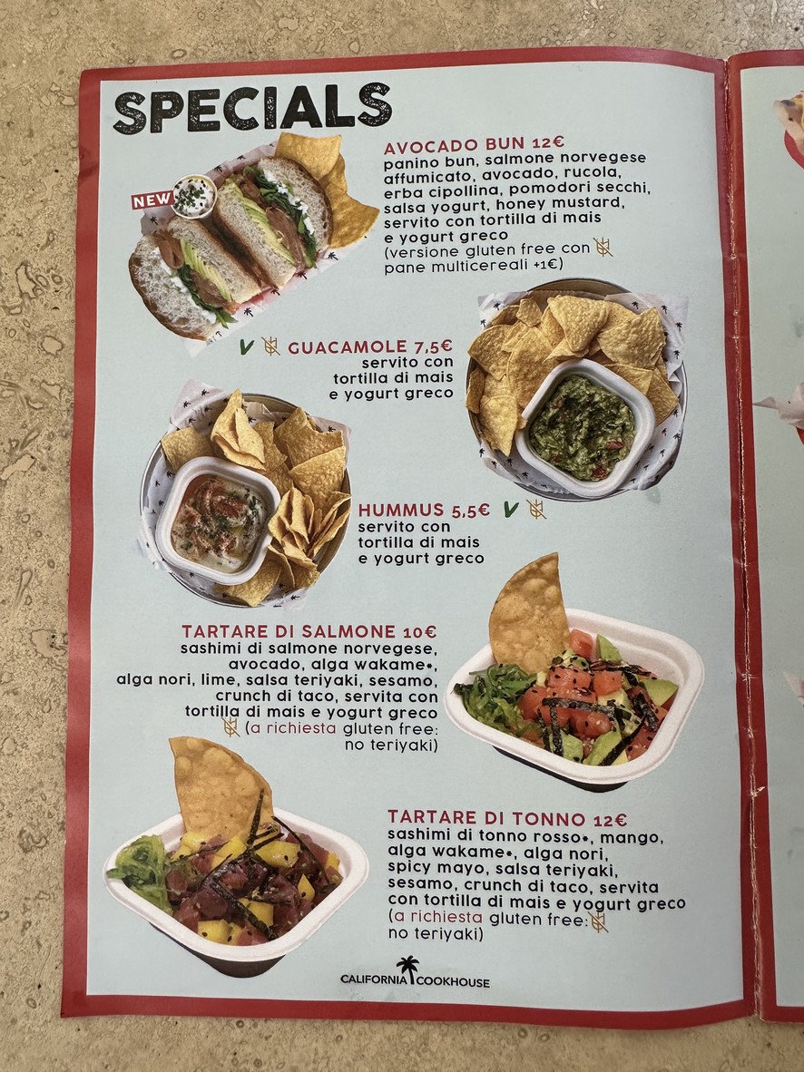 California Cookhouse - Montesacro menu 3