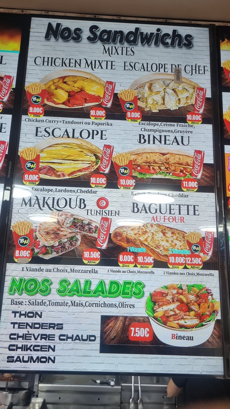 Bineau Food menu 3
