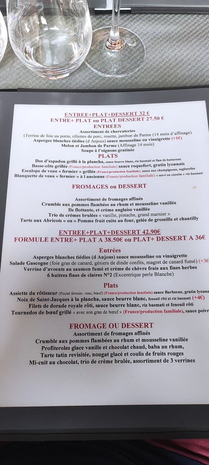 La Table des Troys menu 2
