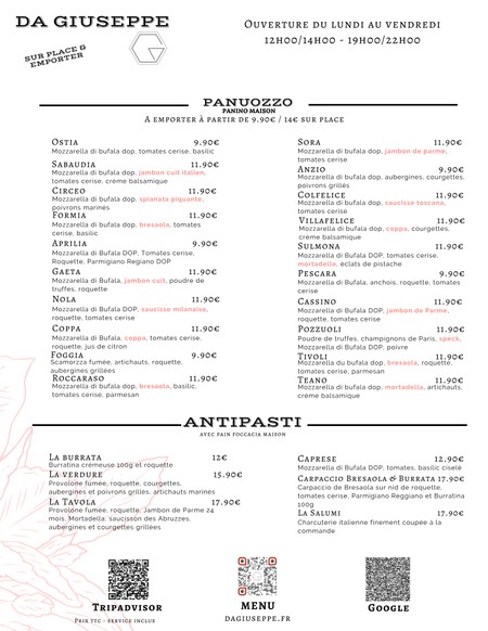 Restaurant Da Giuseppe - Pizzeria Paris 10